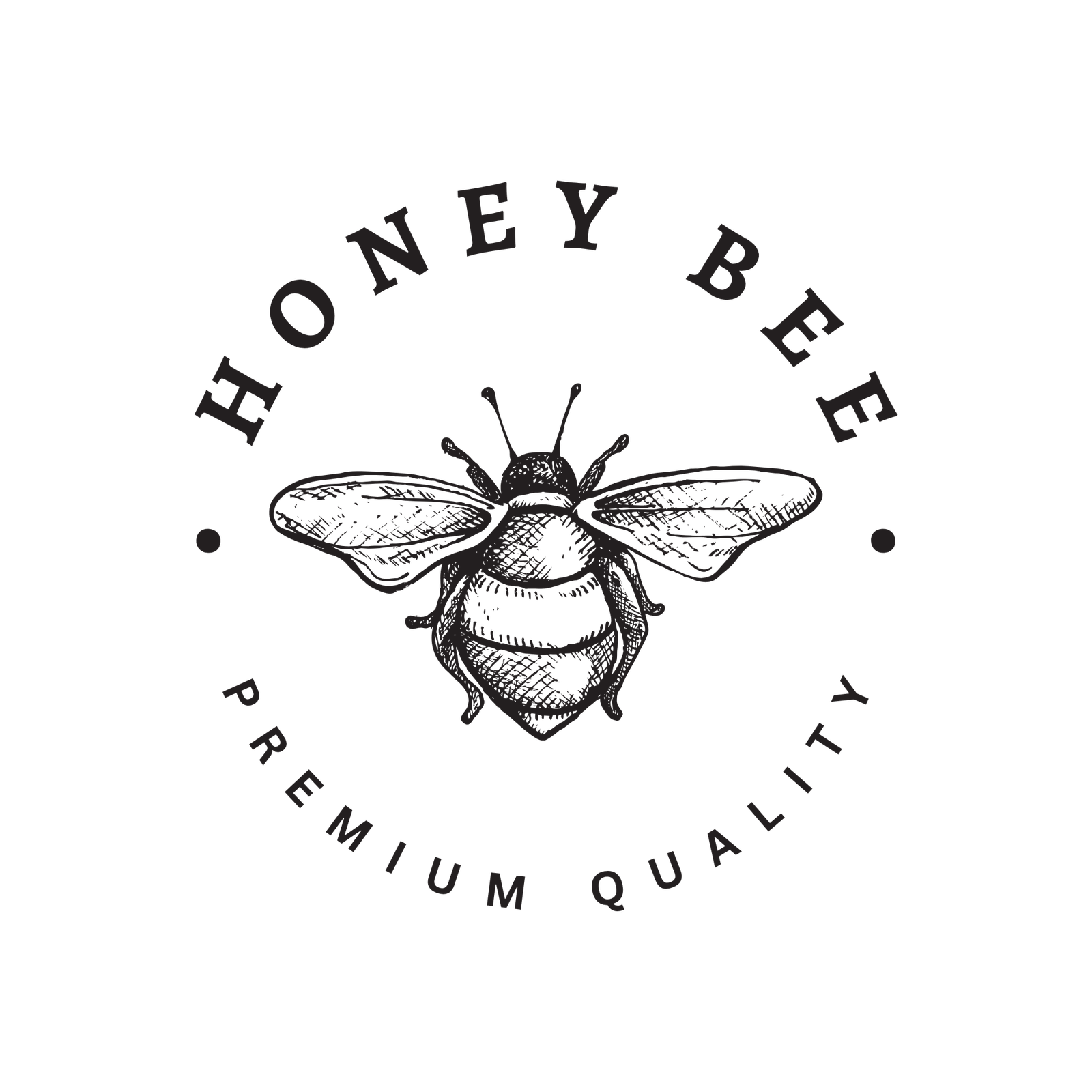 Black White Circle Bee Icon Food Logo